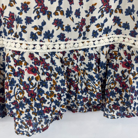 Promesa Floral Boho Peasant Blouse Crochet Trim Tie Front Size M NWT - Picture 16 of 16